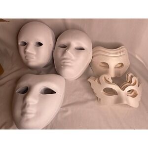 Wettarn 100 Pcs White Paper Mache Masks DIY Craft Masquerade 5 Styles WAY2283